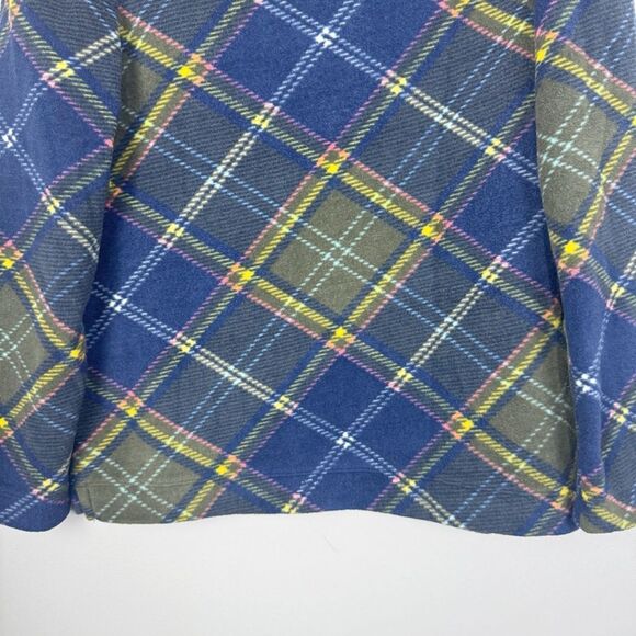 TALBOTS | Fleece Plaid Funnel Neck Sweater Top Green Blue Pink Women’s Size MP - Picture 5 of 10